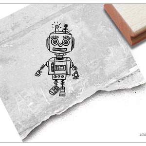Stempel Kinderstempel Roboter - Motivstempel, Geschenk für Kinder, Geburtstag, Einschulung, Schultüte, Kita, Kinderzimmer, Schule, Scrapbook