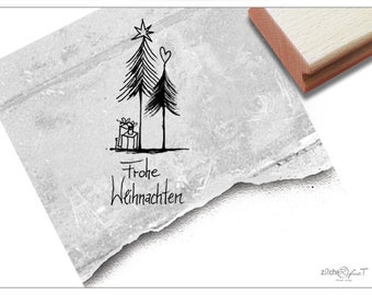 Stempel Weihnachtsstempel FROHE WEIHNACHTEN, Geschenke unterm Tannenbaum - Textstempel, Karten, Geschenkanhänger, Geschenk, Weihnachtsdeko