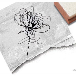 Stempel Motivstempel - Blume abstrakt, Fineline - Bildstempel für Karten, Servietten, Tischdeko, Scrapbook, Art-Journal, Kunst und Deko