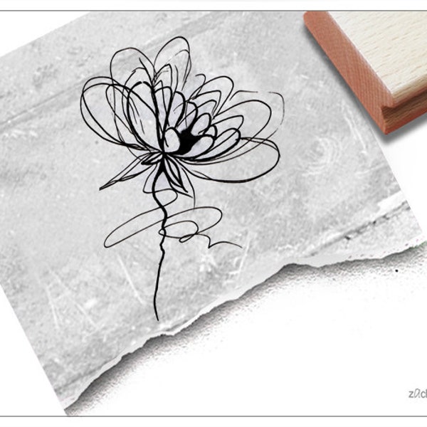 Stempel Motivstempel - Blume abstrakt, Fineline - Bildstempel für Karten, Servietten, Tischdeko, Scrapbook, Art-Journal, Kunst und Deko