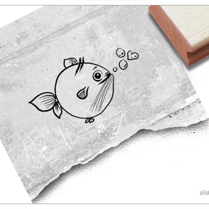 Timbre animal timbre poisson poisson-globe - timbre enfant, timbre maritime pour crèche, bricolage, scrapbook, livre photo et décoration, cadeau pour enfants