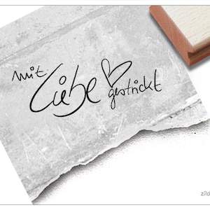 Stempel Mit Liebe gestrickt - Textstempel für Geschenkanhänger, Banderolen u. Etiketten, Handmade, Stricken und Handarbeit, Wolle, Scrapbook