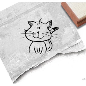 Stempel Katze - Tierstempel Cat Katzenstempel - für Kita, Kinderzimmer und Schule, Basteln, Geschenk für Kinder, Geburtstag, Einschulung
