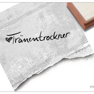 Stempel Tränentrockner in Handschrift - Textstempel, Taschentuch-Stempel für die Freudentränen zur Hochzeit, Karten, Gastgeschenk, Tischdeko