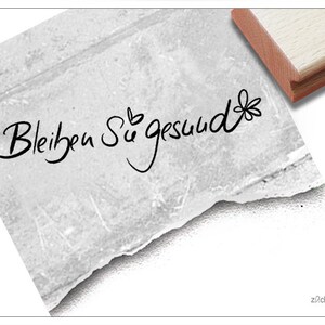Stempel Bleiben Sie gesund, in Handschrift - Textstempel für Nachrichten, Karten und Briefe, Geschenkanhänger, Scrapbook, Gesundheit, Spruch