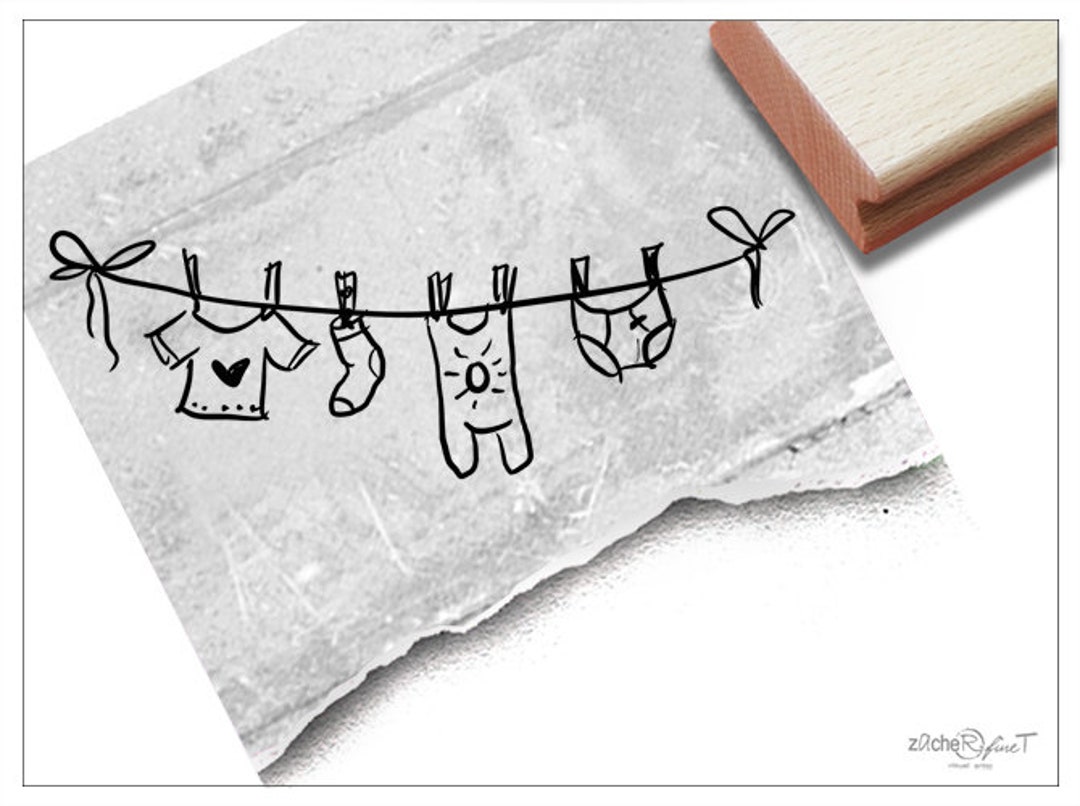 Stempel Baby WÄSCHELEINE Motivstempel Zur Geburt Oder Taufe