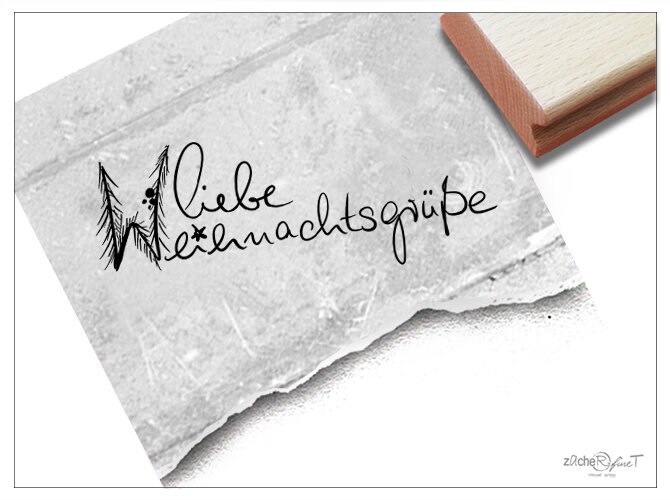 Stempel Weihnachtsstempel Liebe Weihnachtsgrüße - Textstempel zu Weihnachten, Weihnachtspost, Geschenkanhänger, Weihnachtsdeko und Tischdeko