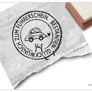 Stempel Geslaagd - Gefeliciteerd met je rijbewijs - poststempel met auto, gefeliciteerd met je rijbewijs, rijschool, rijexamen, rij-instructeur