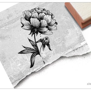 Stempel Motivstempel BLUME Pfingstrose - Bildstempel für Karten, Servietten, Tischdeko, Scrapbook, Art-Journal, Kunst und Deko, Geschenk