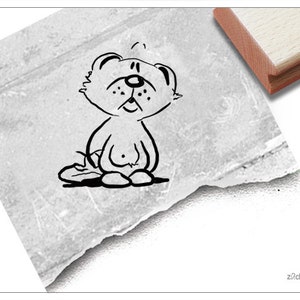 Sello sello animal oso - osito triste - sello infantil para guardería, habitación infantil, colegio, matrícula escolar, manualidades, decoración, regalo para niños