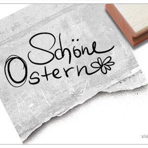 Timbro Timbro pasquale BELLA PASQUA con scrittura a mano - timbro con testo per Pasqua, per cartoline, etichette regalo, regali, decorazioni pasquali, album di ritagli