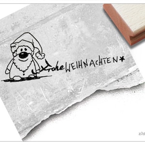 Stempel Weihnachststempel FROHE WEIHNACHTEN mit Weihnachtsmann Textstempel für Karten, Geschenkanhänger, Weihnachtsdeko,Geschenk für Kinder Bild 1