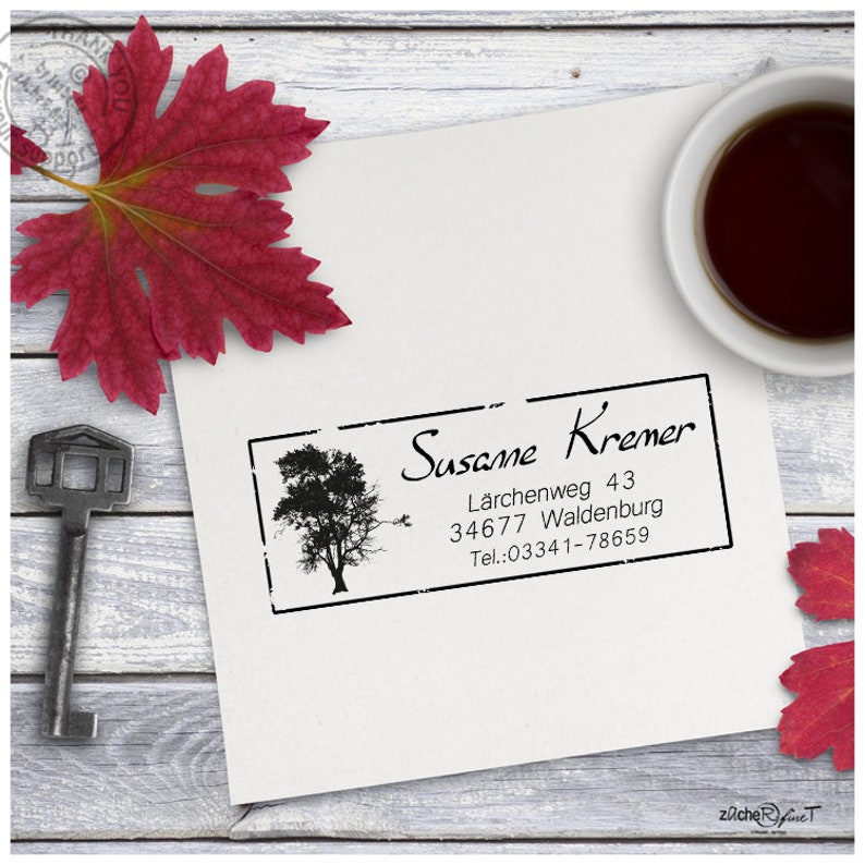 Address stamp personalized VINTAGE TREE address stamp, family stamp, wooden stamp or automatic stamp individualized, gift image 3