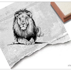 Tampon Lion Naturel - tampon motif tête de lion, tampon animal Afrique, tampon lion pour cartes, bricolage, art et décoration, scrapbooking, cadeau