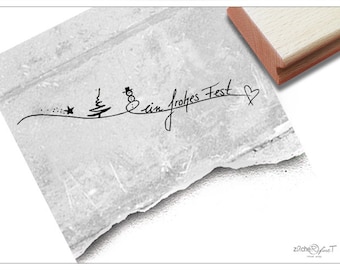 Stempel Weihnachststempel EIN FROHES FEST Handschrift- Schriftstempel zu Weihnachten, für Karten, Geschenkanhänger, Geschenk, Weihnachtsdeko