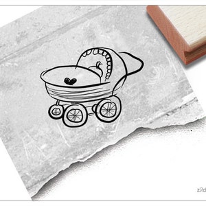 Sello CARRO PARA NIÑOS, cochecito de bebé - sello con motivo para nacimiento o bautismo, sello para bebé, para anuncio de nacimiento, invitación, acción de gracias, álbum de recortes, decoración