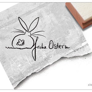 Stempel Osterstempel FROHE OSTERN Handschrift mit Hase- Textstempel zum Osterfest, Osterpost, Karten, Geschenkanhänger, Osterdeko, Scrapbook