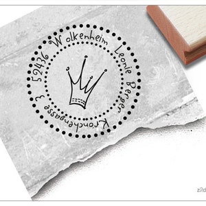 Timbro indirizzo personalizzato CORONA TIMBRO POSTALE - timbro indirizzo, timbro famiglia, timbro in legno personalizzato, regalo per bambini