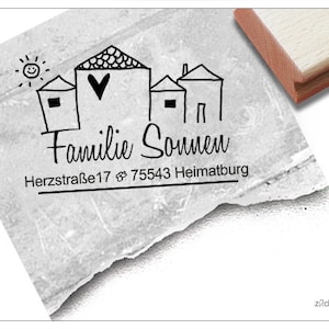 Adressstempel personalisiert FAMILIENHAUS II - Adress Stempel, Familienstempel, Holzstempel o. Automatikstempel individualisiert, Geschenk