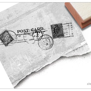 Timbre texte timbre carte postale, vieux motif postal anglais avec cachet de la poste - vintage, timbre typographique, scrapbook, style shabby chic, artisanat, décoration