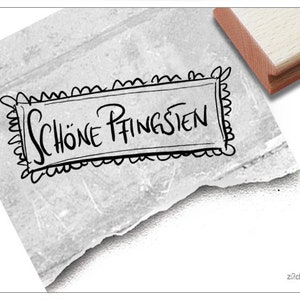 Tampon texte BELLE PENTECÔTE en écriture manuscrite, comme timbre-poste - tampon d'écriture pour la Pentecôte, cartes, lettres, étiquettes cadeaux, décoration