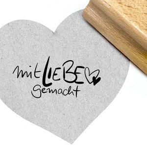 Stempel Mit Liebe gemacht - Textstempel für Geschenkanhänger, Etiketten u. Schilder, selbst gemacht, Handmade, Nähen u. Handarbeit