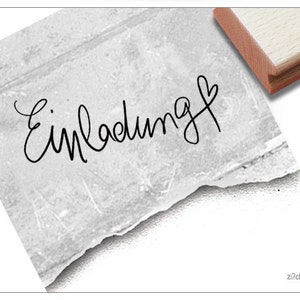 Stempel EINLADUNG mit Herz, in Handschrift - Textstempel für Einladungskarten, Briefe, Geburtstag, Verlobung, Hochzeit, Einschulung, Deko