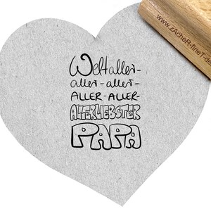 Tampon LE PLUS BEAU PAPA DU MONDE - tampon texte, écriture manuscrite, pour cartes, étiquettes, pour la fête des pères, cadeau, salutations