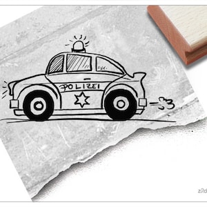 Stempel Kinderstempel POLIZEI-AUTO Funkwagen - Bildstempel für Kita, Kinderzimmer und Schule, Geschenk für Kinder, Geburtstag, Einschulung