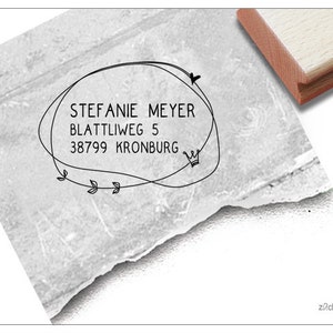 Individual address stamp with drawing, crown - stamp personalized with name and address, address stamp, wooden stamp, gift