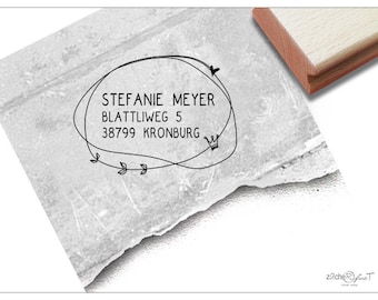 Individueller Adressstempel mit Zeichnung, Krone - Stempel personalisiert mit Name und Adresse, Adress Stempel, Holzstempel, Geschenk