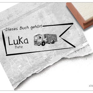 Timbro Ex Libris individuale dei VIGILI DEL FUOCO come striscione, personalizzato con nome, timbro in legno o timbro automatico, regalo per bambini