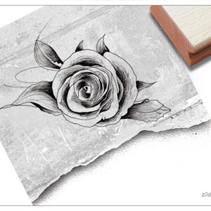 Stempel Motivstempel BLUME Rose liegend - Bildstempel für Karten, Servietten, Tischdeko, Scrapbook, Art-Journal, Kunst und Deko, Geschenk