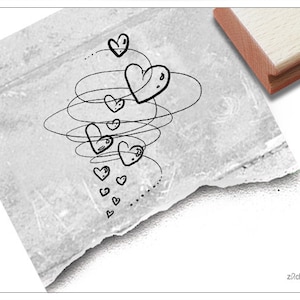 Stempel Motivstempel HERZ-Wirbel - Bildstempel zum Valentinstag, Einladung zur Hochzeit, Karten, Tischdeko, Gastgeschenk, Scrapbook, Deko