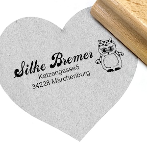 Timbro indirizzo personalizzato GUFO DELLE NVIE - Timbro indirizzo, timbro famiglia, timbro in legno o timbro automatico personalizzato, regalo per bambini
