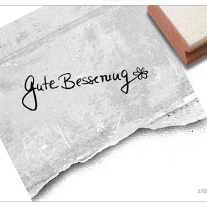 Stempel Gute Besserung mit Blume - Textstempel für Karten, Geschenkanhänger, Scrapbook - Spruch, Gesundheit, Troststempel, Genesungswünsche
