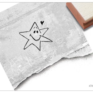 Stempel Lachender Stern - Süßer Motivstempel mit Smiley Sternchen - Kinderstempel für Kita, Kinderzimmer, Basteln, Deko, Geschenk für Kinder