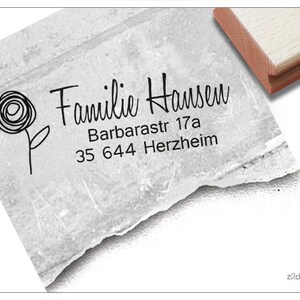 Timbro indirizzo personalizzato FIORE giocoso - timbro indirizzo, timbro famiglia, timbro in legno o timbro automatico personalizzato, regalo