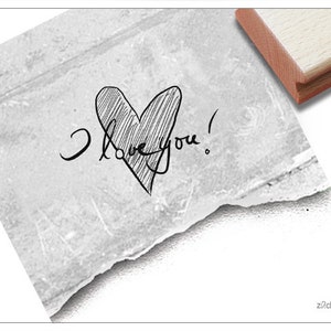 Stempel Textstempel - I LOVE YOU! mit Herz - Schriftstempel für Liebesgrüße zum Valentinstag oder die Hochzeit für Karten und Deko