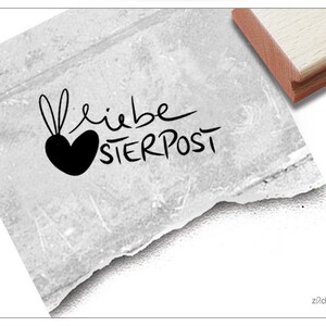 Timbro Love Easter Post con cuore - Timbro pasquale, timbro con testo pasquale per auguri di Pasqua, cartoline e etichette regalo, decorazioni pasquali e album di ritagli