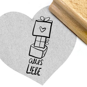 Stempel Alles Liebe Herz - Textstempel in Handschrift für Glückwünsche, Nachrichten, Karten, Briefe &Geschenkanhänger, Scrapbook, Geschenk