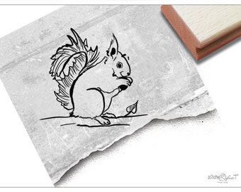 Stempel Tierstempel Eichhörnchen - Waldtier, Kinderstempel für Kita, Kinderzimmer, Schule, Einschulung, Basteln, Deko, Geschenk für Kinder