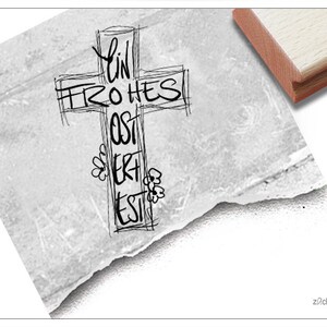 Stempel Osterstempel EIN FROHES OSTERFEST im Kreuz - Osterkreuz - Textstempel zu Ostern, Karten, Geschenkanhänger, Osterdeko, Scrapbook