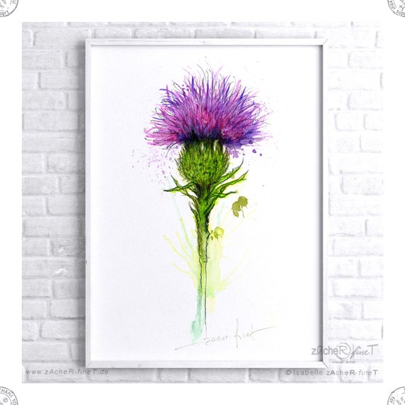 Poster / Art Be a Print CUP Etsy PERSONALIZED, Watercolor A5 Poster as . Abstract DIN A4 Can . A3 Watercolor - thistle Also