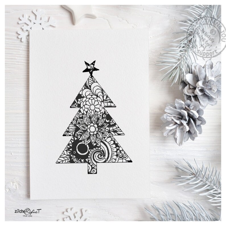 Christmas Decoration For Card Making Christmas Stamp Rubber Stamp Christmas Tree And Centangle As Gift Or For Decorating Christmas Tags Stamps Tools Tripod Ee