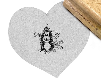 Stempel LUSTIGER IGEL im HERBST - Motivstempel zum Ausmalen, Scrapbook, Stempel handgefertigt, Tierstempel,  Holzstempel Clearstamp