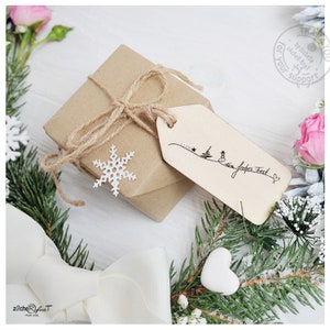 Weihnachtsstempel 'EIN FROHES FEST' - Handschrift Mit Stern & Schneemann