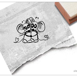Stempel Mäuse mit Herz - Tierstempel, Liebe, Valentinstag und Hochzeit, für Kita, Kinderzimmer, Schule und Einschulung, Basteln, Scrapbook
