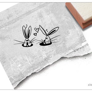 Stempel Hasen im Hasenbau - Süßer Tierstempel, Motivstempel zu Ostern, für Karten, Geschenkanhänger, Osterdeko, Basteln, Kinder, Scrapbook