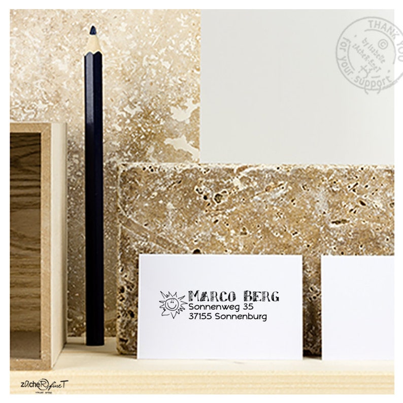 Address stamp personalized SUN family stamp address stamp wooden stamp or automatic stamp customized gift for kids